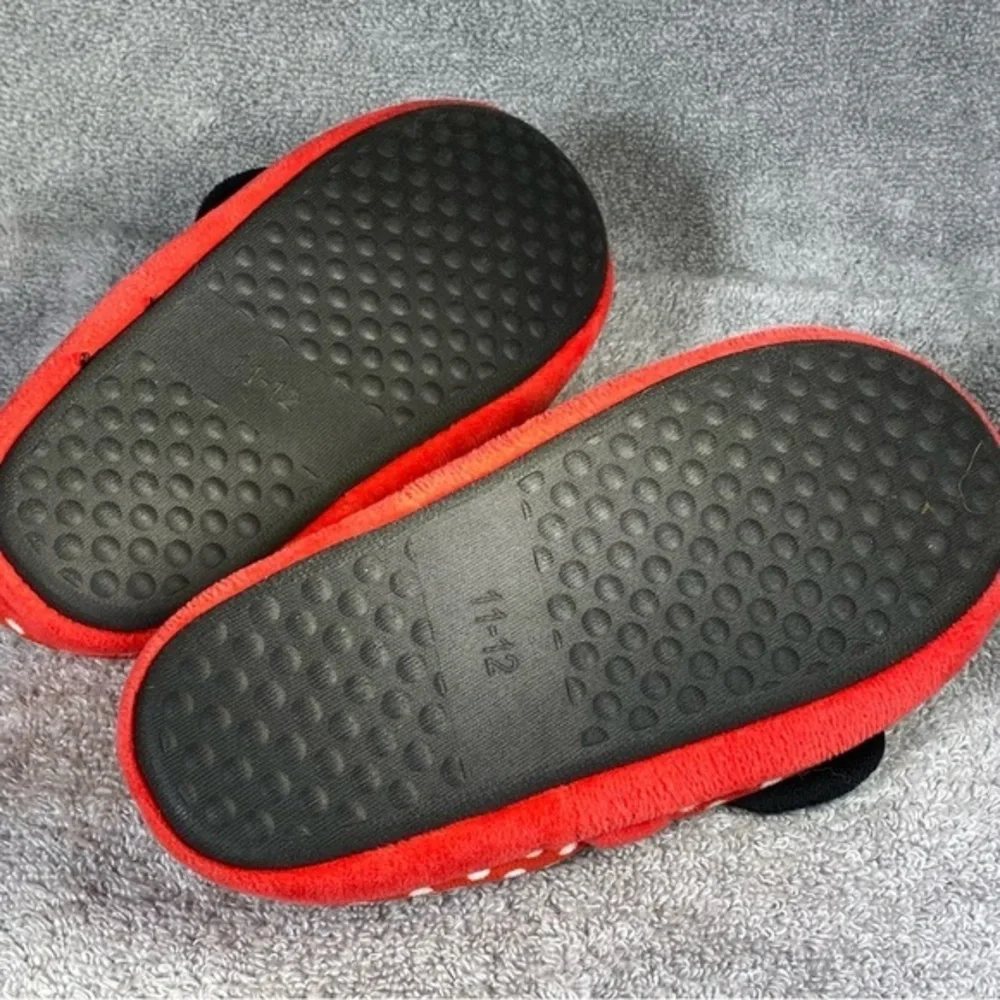 Mickey-Minnie Mouse Slipper kids Size 11-12 Unisex Red-Black‎ Slip On